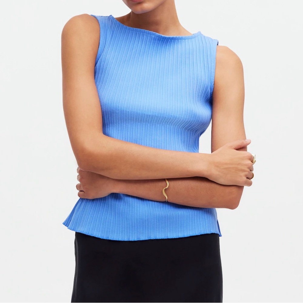 Madewell Women's Ribbed Boatneck Tank Celeste Blue XS